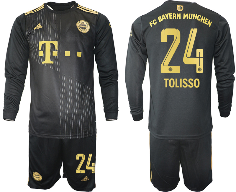 Men 2021-2022 Club Bayern Munich away black Long Sleeve #24 Soccer Jersey